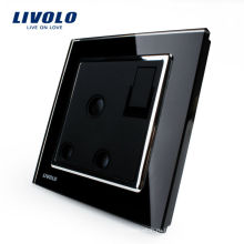 Livolo 1 Gang 1Way Кнопочный настенный выключатель с гнездом 15A VL-W2Z1UK2-12